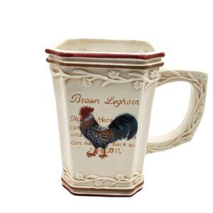 Vintage MWW Market Cuckoo Maian Cockerel Brown Roosters Square Coffee Mug